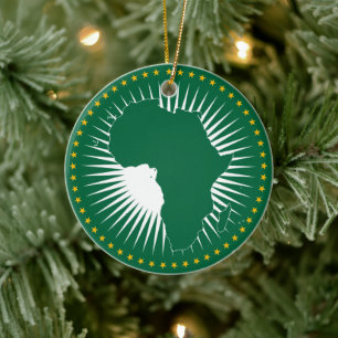 African Union Flag (Africa) (Panafrica) Ceramic Tree Decoration