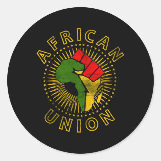 African Union Flag Raised Fist Africa Classic Round Sticker