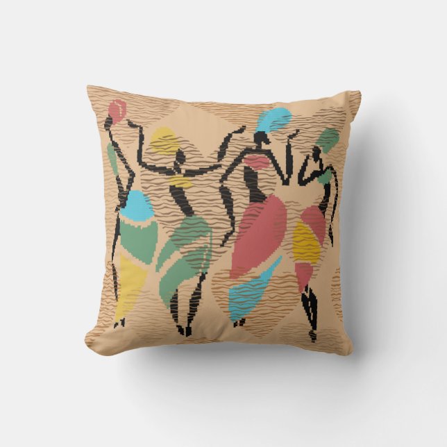 African valentines dance, african ladies pattern cushion (Front)
