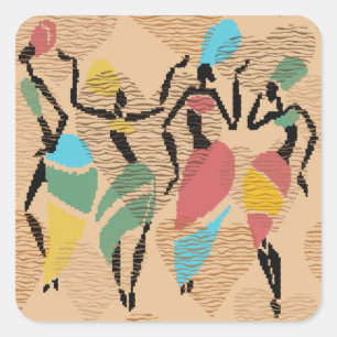 African valentines dance, african ladies pattern square sticker