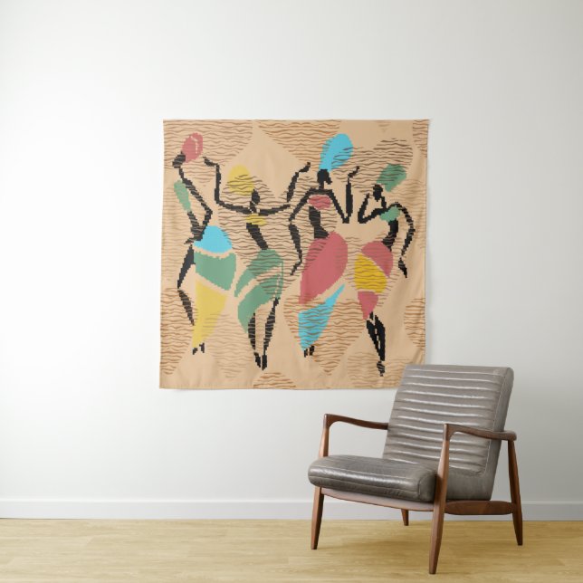 African valentines dance, african ladies pattern tapestry (In Situ)