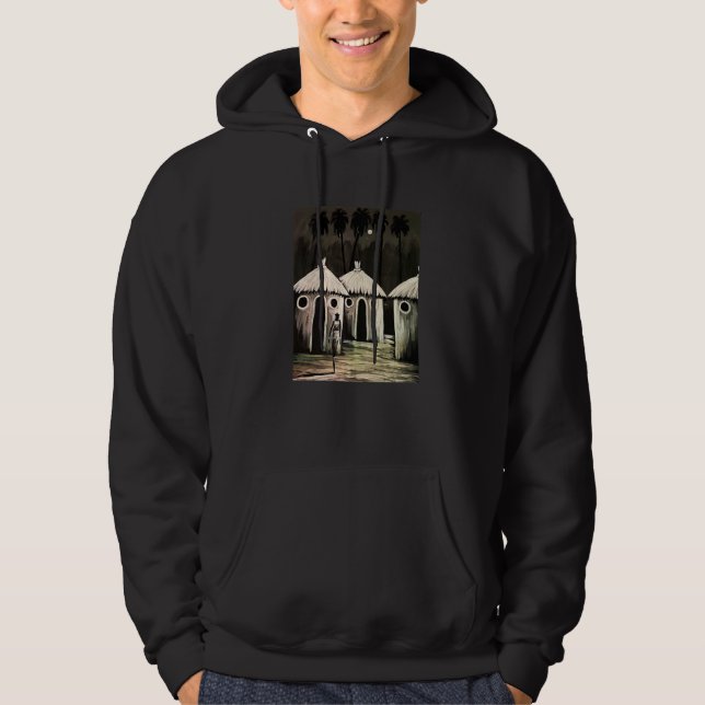 African Village African Woman Tropical Artwork Hoodie (Front)