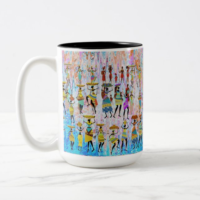 African Village Two-Tone Coffee Mug (Left)