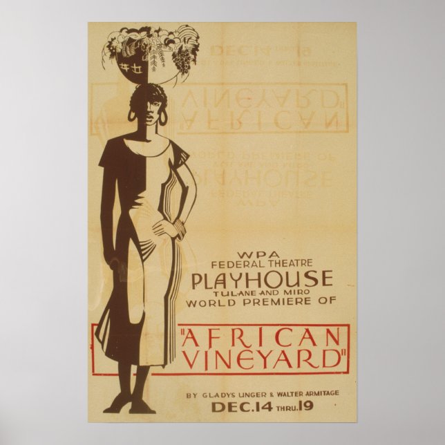 African Vineyard Vintage WPA Theatre Poster (Front)