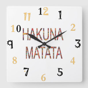 African Vintage Colours Hakuna Matata gift large Square Wall Clock