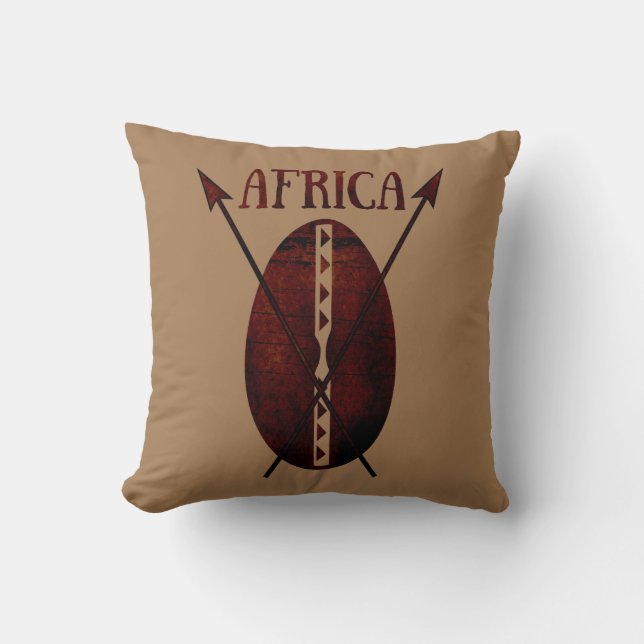 african vintage shield spear afro art cushion (Front)