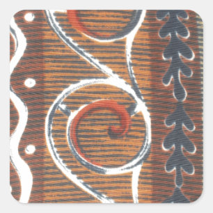 African Vintage Traditional Ornament Motif Colours Square Sticker