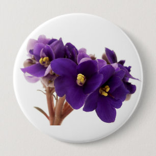 African violet 10 cm round badge
