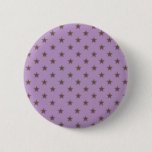 African Violet And Brown Stars Pattern 6 Cm Round Badge
