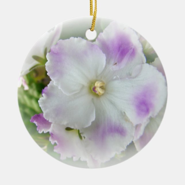 African Violet Blossom Ceramic Tree Decoration (Front)