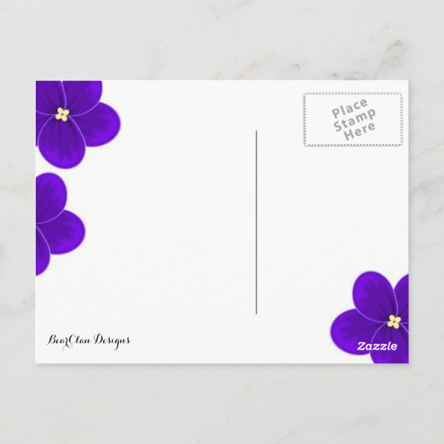 African Violet Postcard (Back)
