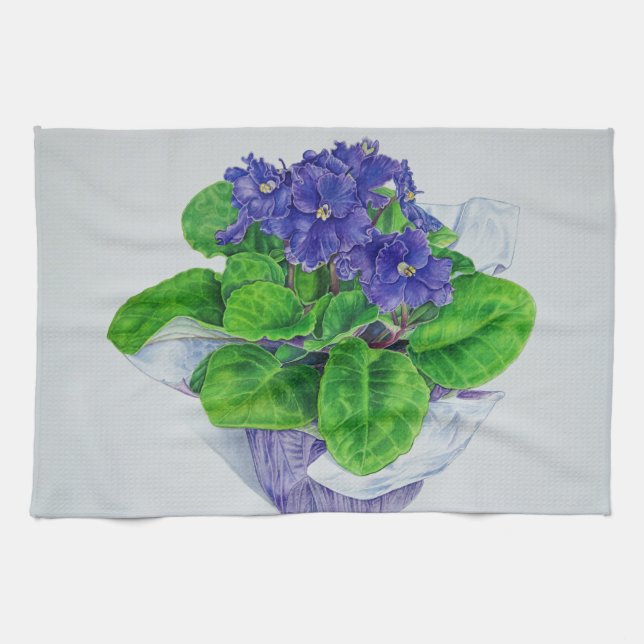 African Violet Tea Towel (Horizontal)