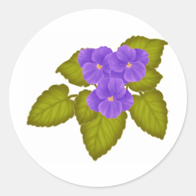 African Violets Purple Classic Round Sticker (Front)