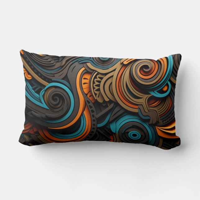 African Vortex: Harmony of Ethnic Spirals Lumbar Cushion (Back)