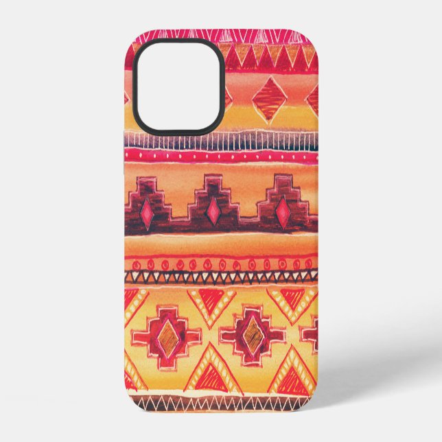 African watercolor, vibrant pattern iPhone case (Back)