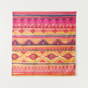 African watercolor, vibrant pattern tapestry