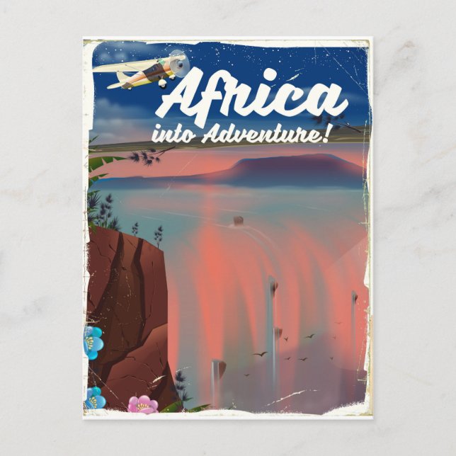 African Waterfall Adventure poster Postcard (Front)