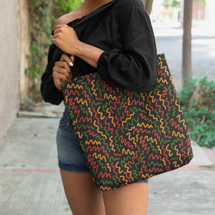 African Wavy Lines Pattern Tote Bag