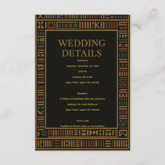 African Wedding Kente Details Card