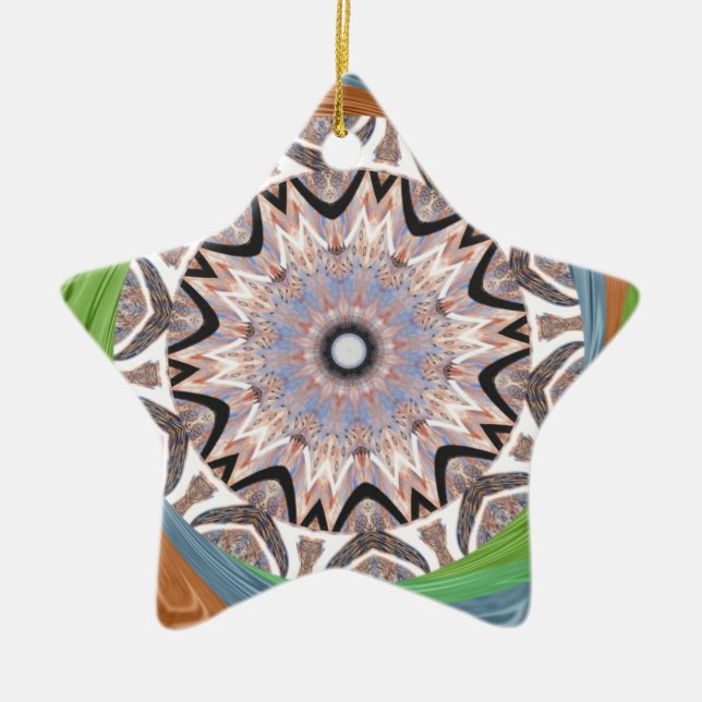 African Whirl Art Print Ceramic Tree Decoration (Front)