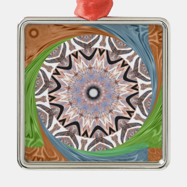 African Whirl Art Print Metal Tree Decoration (Front)