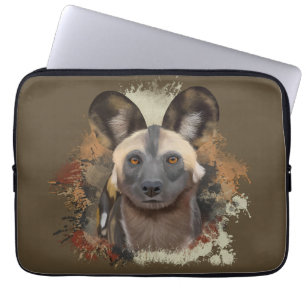 African Wild Dog Abstract Paint Splatter Wildlife Laptop Sleeve