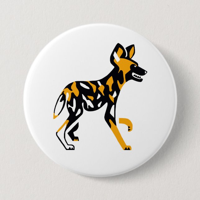 African wild dog - Cape hunting dog- Nature - 7.5 Cm Round Badge (Front)