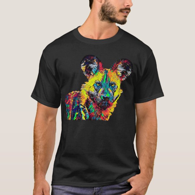 African Wild Dog Coloured Design T-Shirt (Front)
