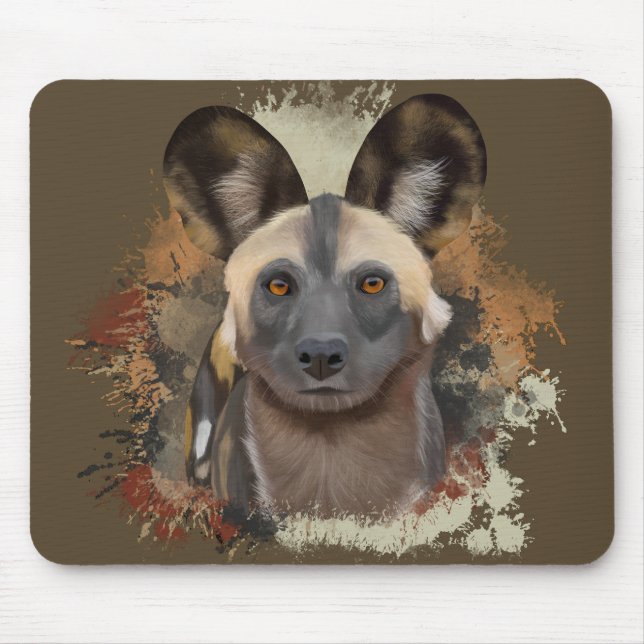 African Wild dog Earth Tones Wildlife Mouse Mat (Front)