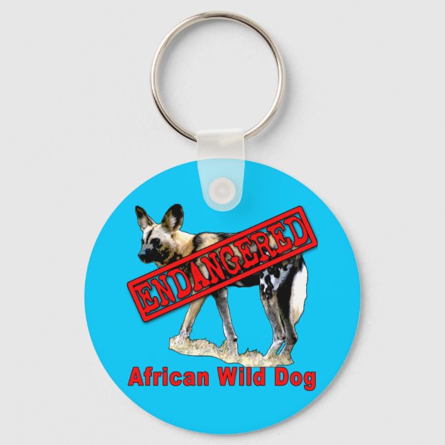 African Wild Dog Endangered Animal Products Key Ring (Front)