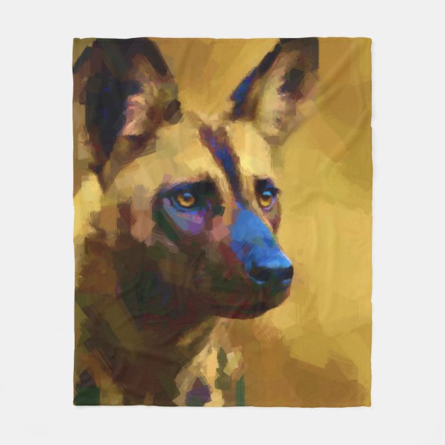 African Wild Dog Fleece Blanket (Front)