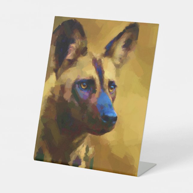 African Wild Dog Pedestal Sign (Front)