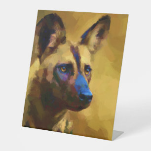African Wild Dog Pedestal Sign