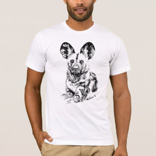 African Wild Dog Picture in Graphic Black & White T-Shirt