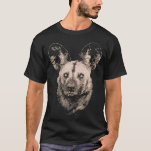 African Wild Dog Portrait Wildlife Safari Theme T-Shirt