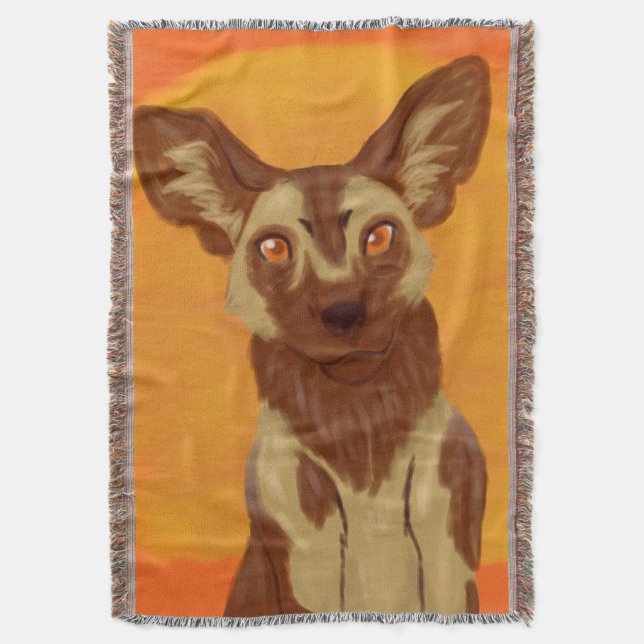 African Wild Dog Throw Blanket (Front Vertical)