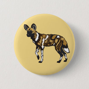 African wild dog. Wild Africa 6 Cm Round Badge