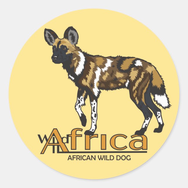 African wild dog. Wild Africa Classic Round Sticker (Front)