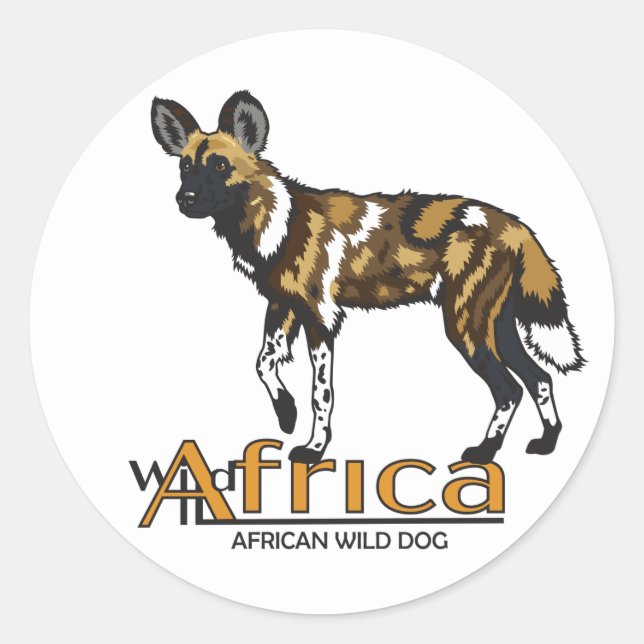 African wild dog. Wild Africa Classic Round Sticker (Front)