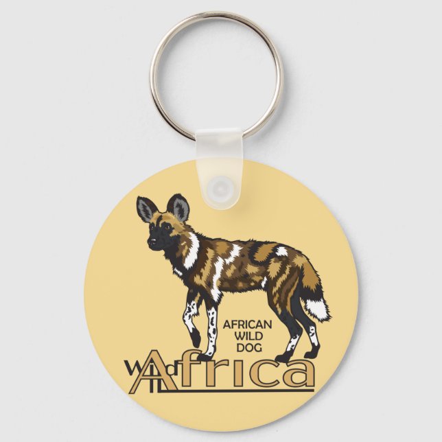 African wild dog. Wild Africa Key Ring (Front)