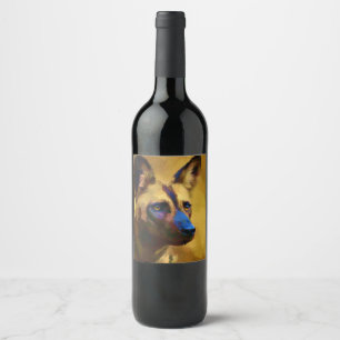 African Wild Dog Wine Label