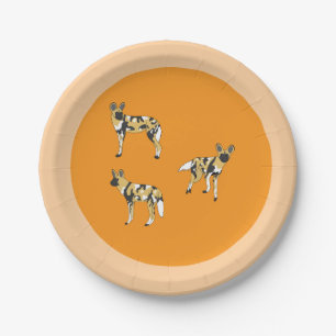 African Wild Dogs Paper Plate