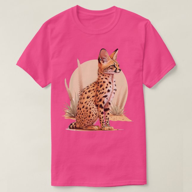 African Wildcat Cactus Animal Serval Cat Wild Cat  T-Shirt (Design Front)