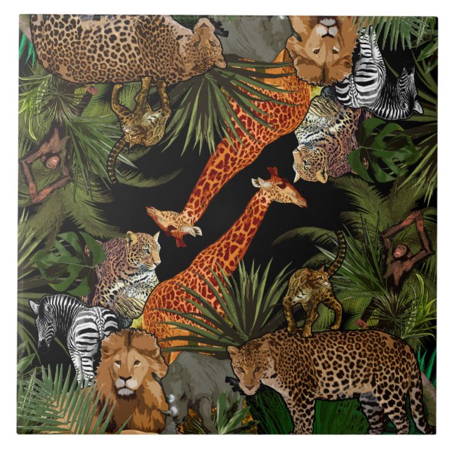 African wildlife Ceramic Tile (Front)