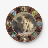 African Wildlife Circle Collage Lion Stare