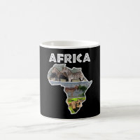 African Wildlife Continent White Collage