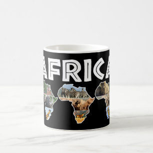 African Wildlife Continent White Trio Collage Coffee Mug