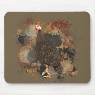 African Wildlife Guinea Fowl Earth Tones Splatter Mouse Mat