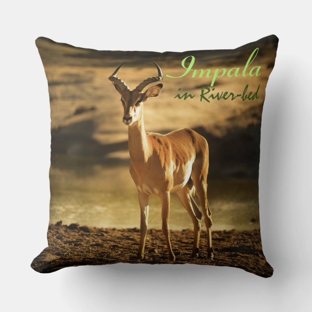 African Wildlife Impala in River-bed Cushion (Front)