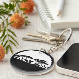 African Wildlife Safari Silhouette Keychain